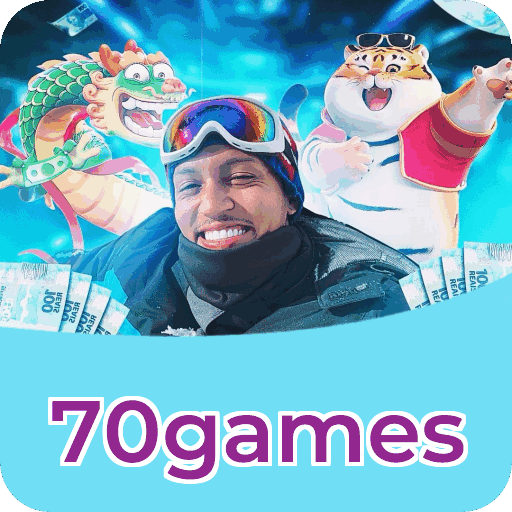 Números do app 70games em material de marketing — ilustração, não auditoria